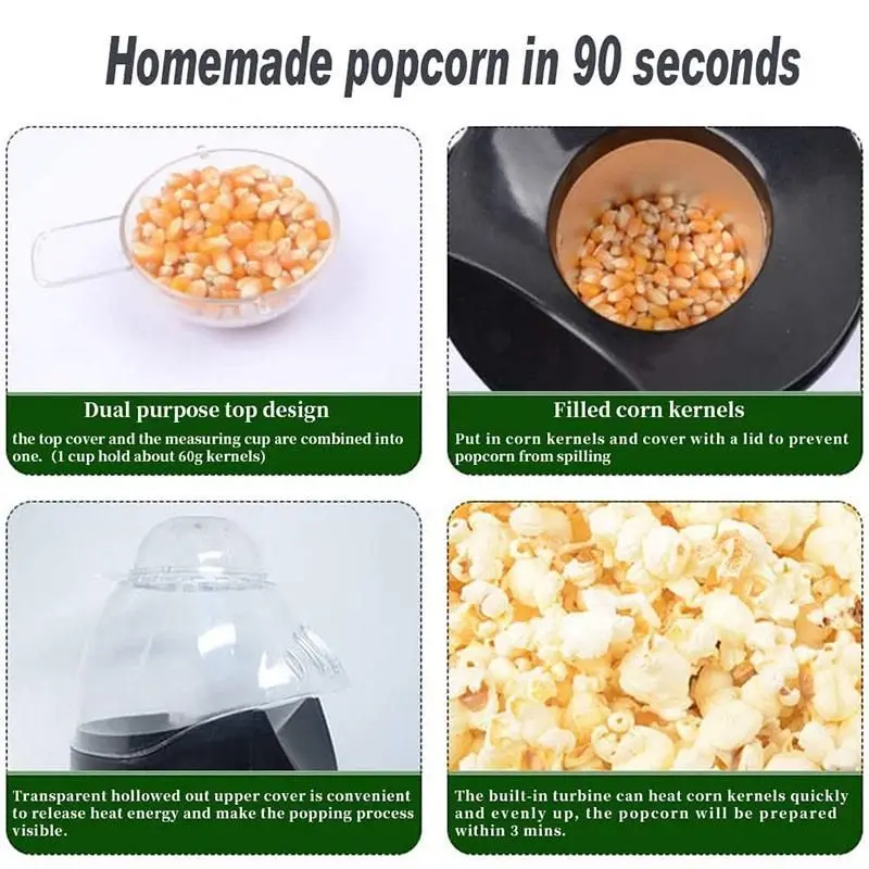 POP-Y 5 Core Popcorn Machine Hot Air Electric Popper Kernel Corn