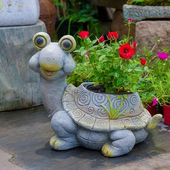 

Pastoral Simulation Animal Resin Cartoon Turtle Snail Flowerpot Ornaments Courtyard Outdoor Garden Furnishing Decoration Crafts