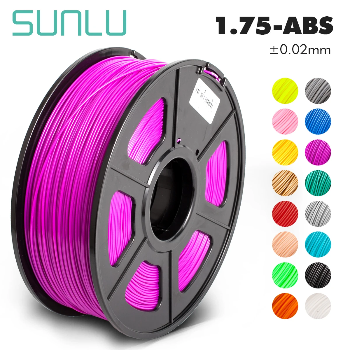 

Sunlu ABS 3D Printer Filament 1.75mm 1KG/2.2LBS Spool for Ultra-quiet operation Non-blocked & replaceable nozzle