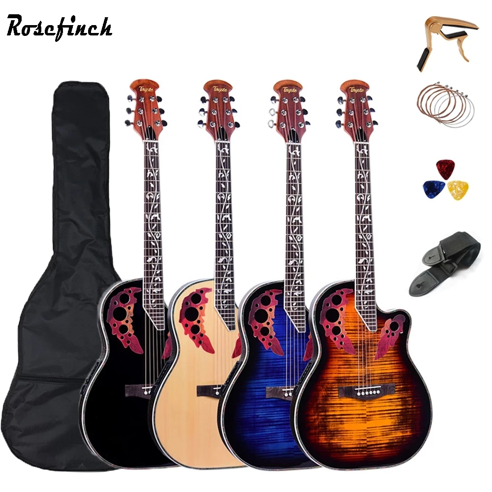 41 Inch Acoustic Electric Guitar Concert Cutaway Thinline 6 String Crack Folk Guitarra Band Kit with Gig Bag Strap | Спорт и