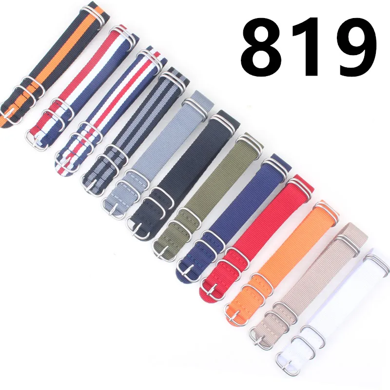 

B819 Get 10% OFF) Cambo Stripe 16mm 18mm 20mm 22mm 24mm Nato Zulu fabric For G10 Nylon Watch Strap Black Grey watchbands Bands