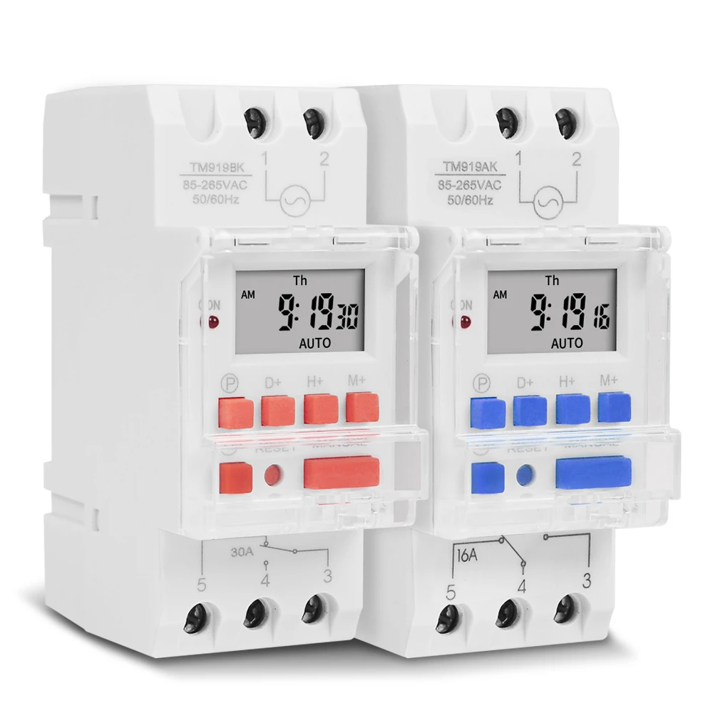 Tm919 110v 220v Weekly 7 Days Programmable Digital Time Switch Relay Timer  Control 16a 30a Din Rail With Countdown Function - Timers - AliExpress