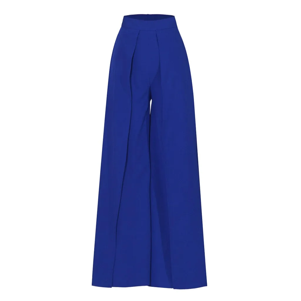Pantalones de mujer, женские модные однотонные свободные широкие брюки с высокой талией на молнии, длинные брюки, женские летние штаны