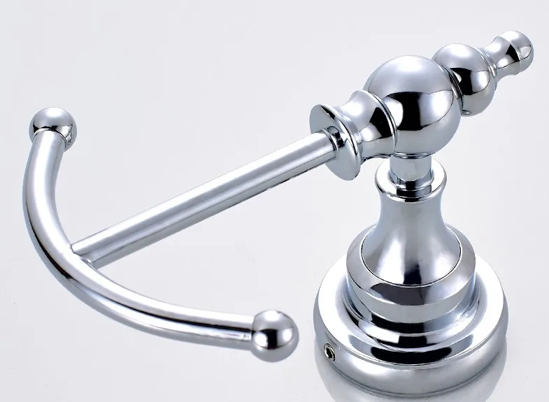 

1Pcs Polished Chrome Brass Wall Mounted Double Robe Hooks Coat Hat Towel Hook Hanger Bathroom Accessory aba907