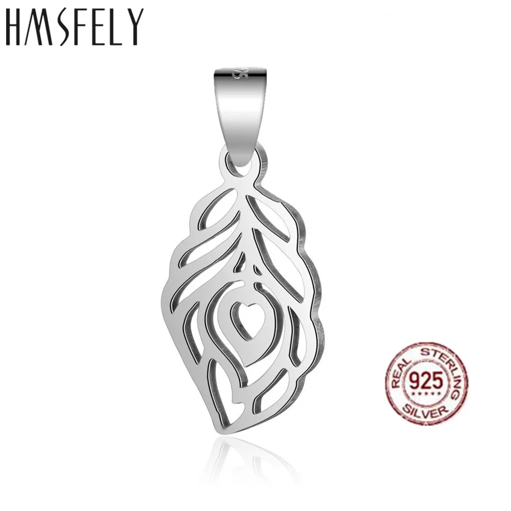 

HMSFELY Real 925 Sterling Silver Charms Leaf Pendant DIY Charm Bracelet Accessories Dangles For Women's Gift Jewelry Making
