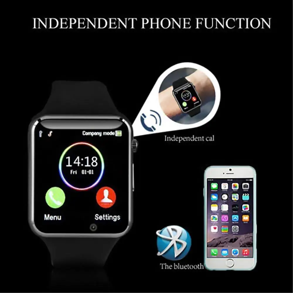 Смарт-часы A1 Bluetooth наручные часы мужские спортивные Шагомер с sim-камерой водонепроницаемые Смарт-часы для Android IOS reloj inteligente