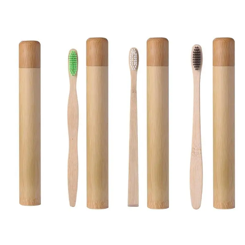 1 шт. зубная щетка из натурального бамбука бамбуковая трубка мягкие волосы Экологичная зубная щетка из натурального бамбука+ 1 бамбуковая трубка чехол