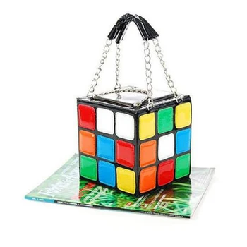 

2019 New Listing European And Casual Style PU Women Totes Rubik's Cube Handbags Magic Cube Small Bag Colorful