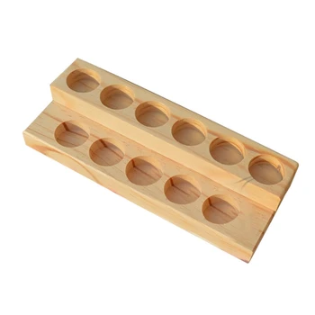 

11 Holes Wooden Essential Oil Tray Handmade Natural Wood Display Rack Demonstration Station For 5-15Ml Bottles