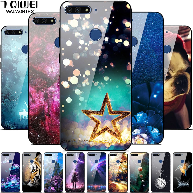 Чехол для Huawei P40 / Lite Honor 7C 7A твердая задняя крышка из закаленного стекла Pro p40pro