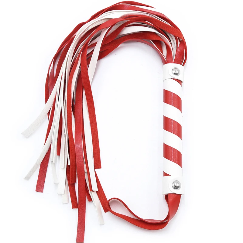 

PU Leather Horse Whip With Red and White Stripe Handle,Equestrian Whips Teaching Training Riding Crop for Horse