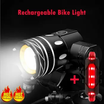 

UK Rechargeable 15000LM XM-L T6 LED MTB Bicycle Lights Bike Front+Rear Headlight