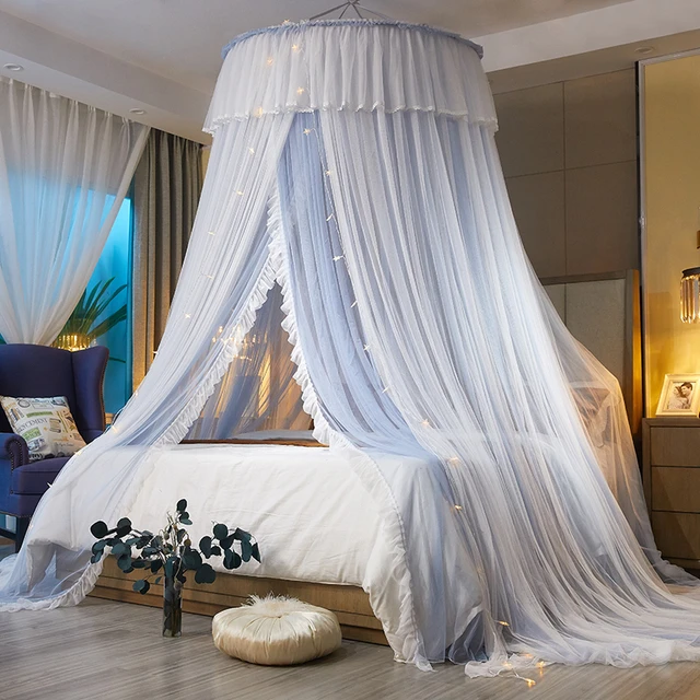 Mosquitera de algodón para cama doble, cubierta de cama con dosel para  niños, cortina de cama romántica, cúpula redonda rosa, tienda de campaña -  AliExpress