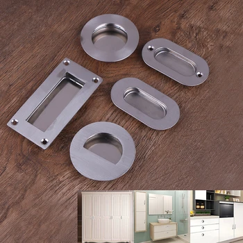 Flush Embed Knobs Kitchen Cabinet Cupboard Door Drawer Nightstand Hidden Handles Wardrobe Sliding Recessed pull Stainless Steel