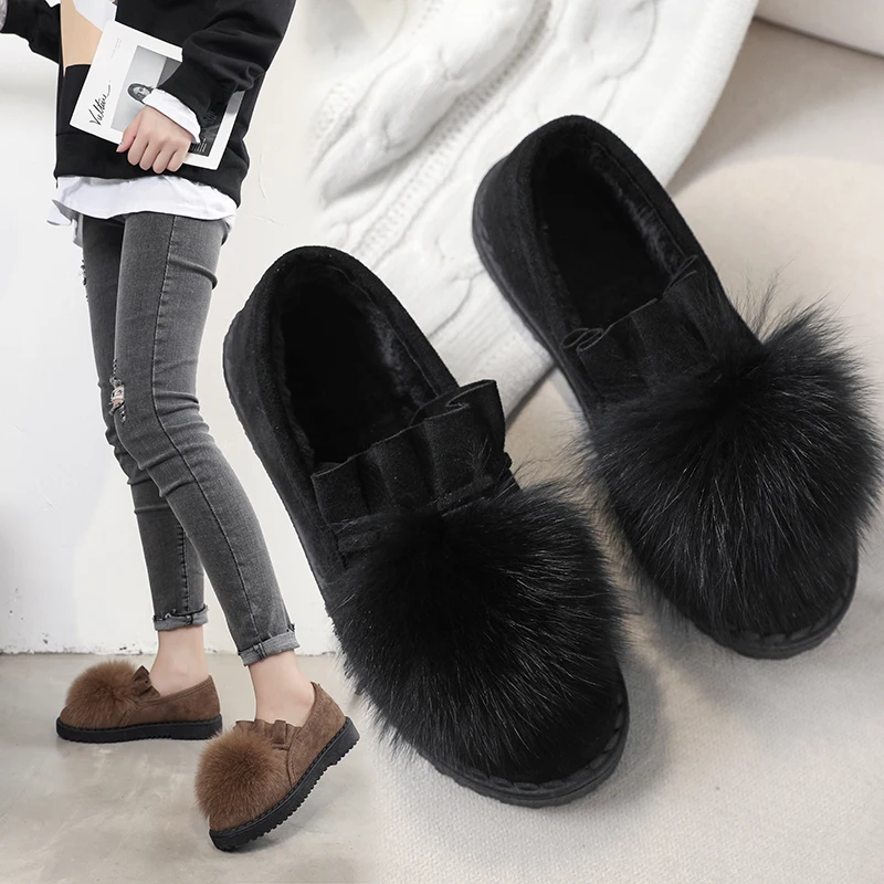 

Moccasin Shoes All-Match Casual Female Sneakers Shose Women Shallow Mouth 2019 Fashion Women's Round Toe Autumn Loafers Fur