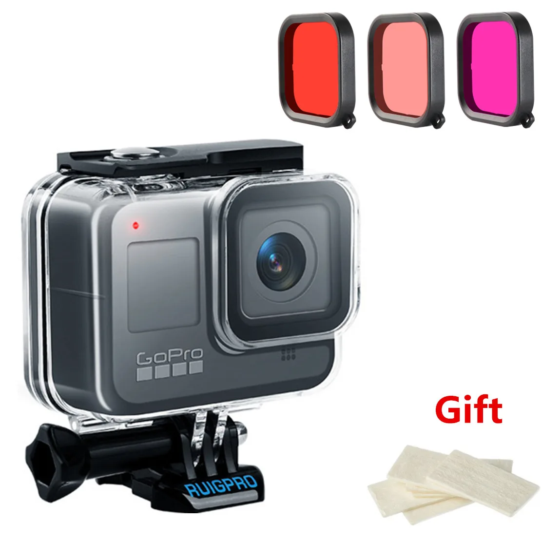Case 3 filters Gopro 8 45M Подводный Водонепроницаемый чехол для Go Pro Hero 8 защитная рамка для Gopro 8 Black аксессуары для экшн-камеры - Цвет: Case 3 filters