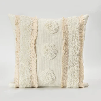 

Korean Tufting Pillow Case Morocco Beige Pillowcase Cotton Linen Back Pillow Cushion Cover Bed Room Decorative Hotel Home Decor