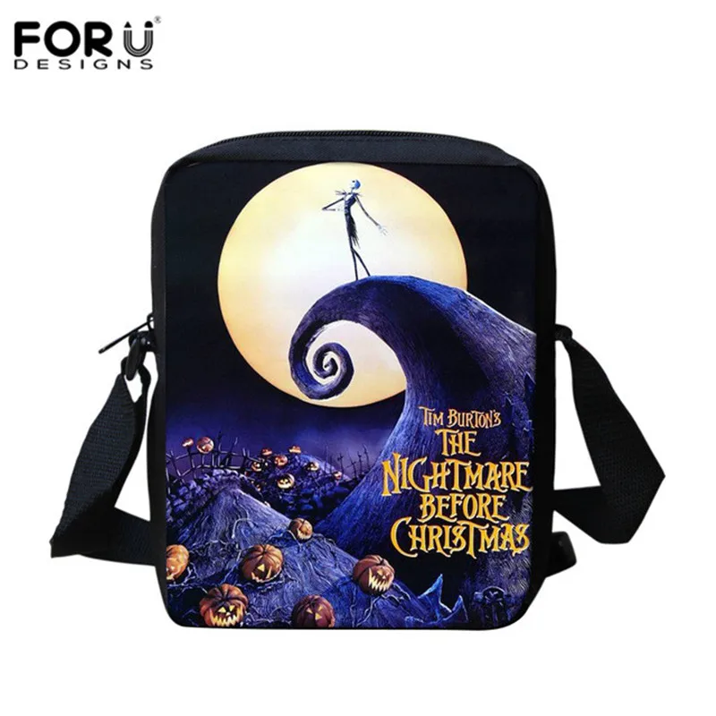FORUDESIGNS Sugar Jack Skellington, сумки-мессенджеры для мальчиков, Кошмар перед Рождеством, Детские вместительные повседневные сумки на плечо