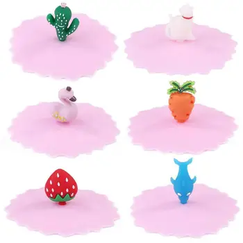 

Heat Resistant Cherry Blossom Cup Cap Environmental Silicone Sealed Leakproof Lid