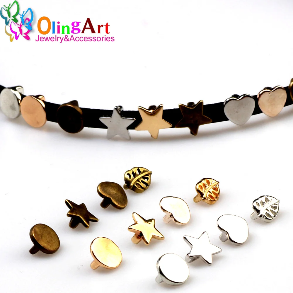 

Olingart 20pcs Hole 5*2MM Charms heart shape Slider Beads Tibetan Silver plated Finding Bracelet Jewelry Making DIY Handmade