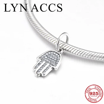 

Hand of Fatima shape 925 Sterling Silver fashion clear CZ fine Pendant Beads Fit Original LYNACCS Charm Bracelet Jewelry making
