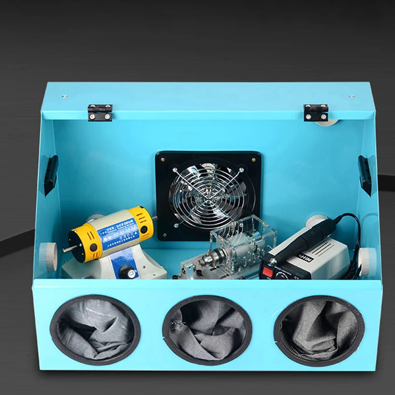 

220V Metal Integrated Dust Box Vacuum Box Bench Mill Engraving Machine Equipment Dense Wax Jade Dust-proof Protective Cver Tools