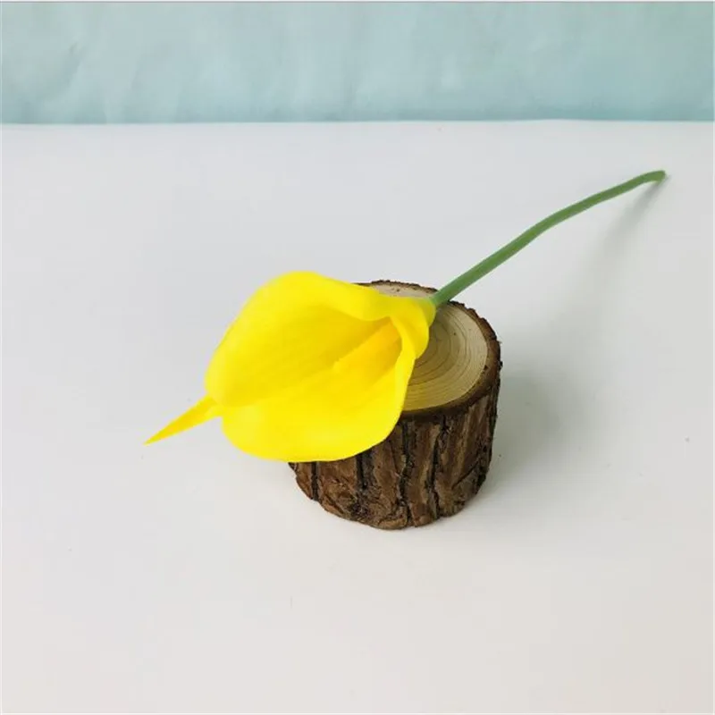 B Yellow 1 шт искусственная Лилия Калла Искусственные цветы Свадебные украшения цветы Букеты домашнее осеннее украшение искусственные растения, ненастоящие цветы - Цвет: B Yellow