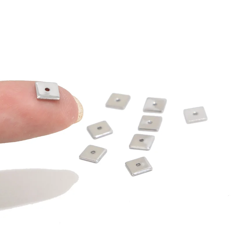 DIY 쥬얼리 액세서리 만들기위한 50pcs 스테인레스 스틸 6x6mm 스퀘어 비드 느슨한 스페이서 비즈
