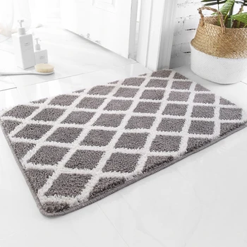 

Geometric Bath Floor Mat Soft Fur Super Absorbent Bathroom Entrance Anti-Skid Bedroom Bathtub Carpet Shower Room Toilet Rugs