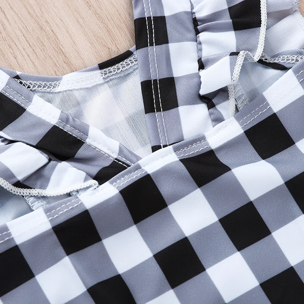 Plaid Girls Ruffle Swimwear 0-3Years Summer Children's Swimsuits One-Piece Girls Swimming Suits Kids Bathing Suits Beachwear D35