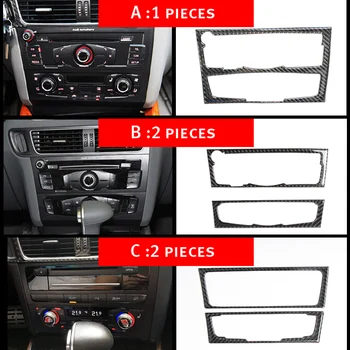 

New Arriving Carbon fiber Interior Control CD Panel Cover Trim For Audi A4 B8 A5 Air conditioning Outlet Frame Decoration Trim