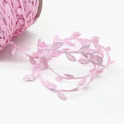 Vibrant Silk Leaf - Shaped Artificial Green Leaves for DIY Crafts and Decoration - 10 Yards (Pink)