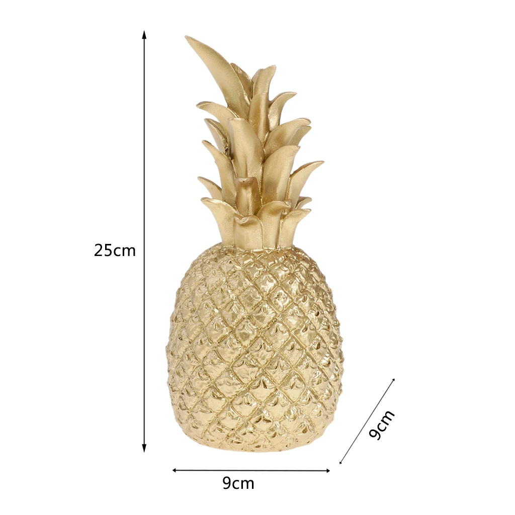 Creative Resin Pineapple Shaped Ornament Gift Home Desktop Living Room Decor Gold Tone