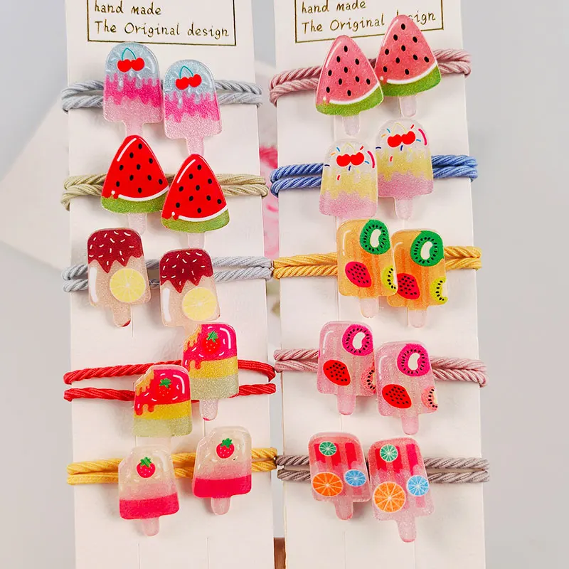 

10 шт. прекрасный мультфильм с блестками в виде мороженого и повязка на голову, детская одежда эластичные ленты для волос детей веревки для девочек, аксессуары, малоенькая прогулочная коляска повязка на голову