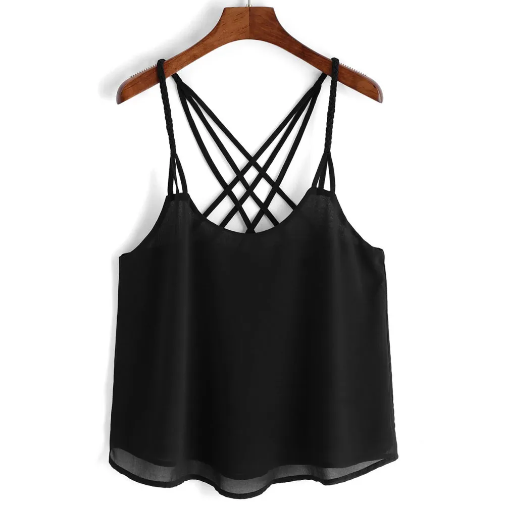

Ladies Sexy Chiffon Tank Tops Sleeveless Crop Top Vest Tank Shirt Blouse Cami Tops mujer verano 2019 debardeur femme