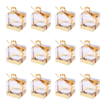 

12pcs Practical Durable Fashion Packaging Boxes Dessert Containers Cake Boxes For Party PVC Transparent Environmental Cake Box