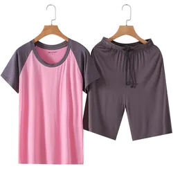 Fdfklak Pijama Feminino New Short Sleeve Shorts Two Piece Set Modal Comfortable Summer Pajamas Women Sport Style Home Clothes