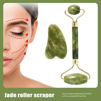 

Massager For Face Jade Roller Facial Skin Care Tools Natural Gouache Scraper Body Back Beauty Slimming Massagers Roller Set