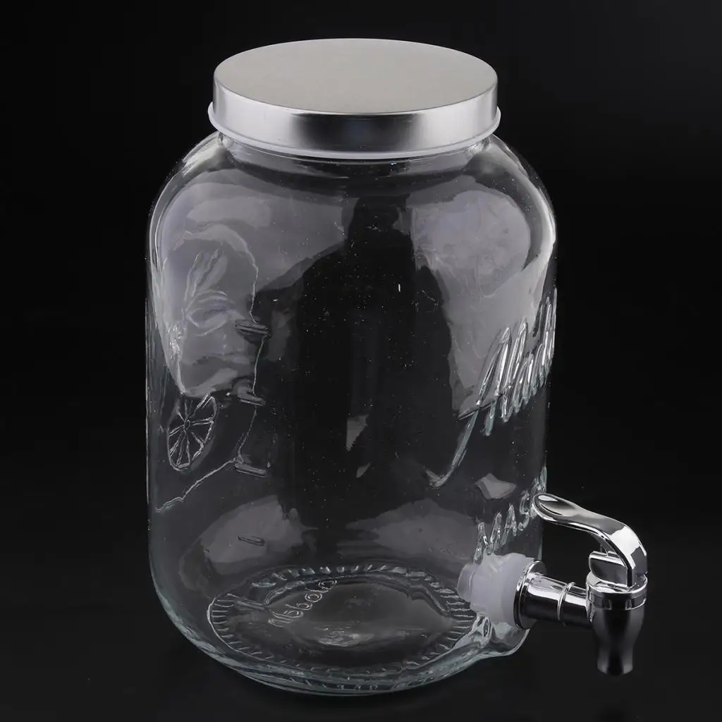 Riet Geleend emulsie 4L Glas Drank Water Drankjes Dispenser Kruik Pot Deksel Sap Cocktail  Limonade|Overige Bar accessoires| - AliExpress