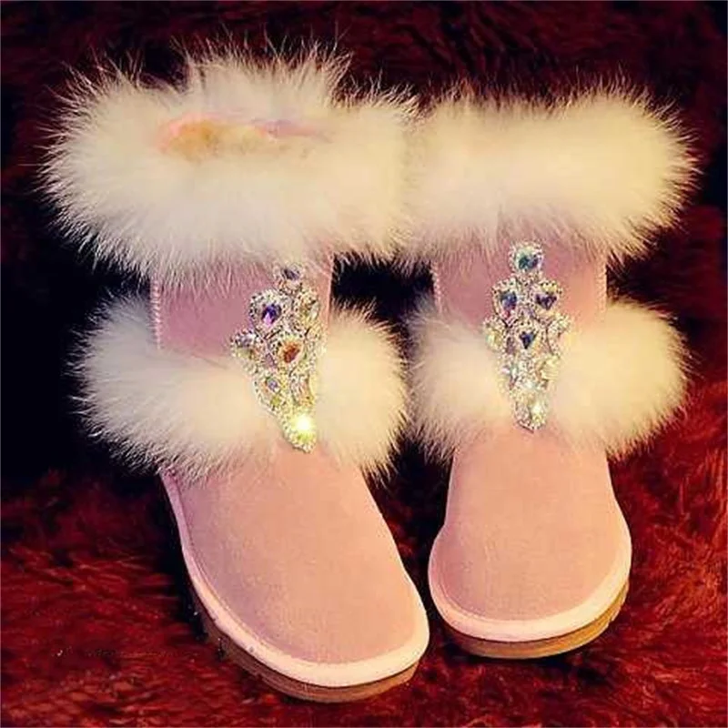 Женские нескользящие сапоги ручной работы из меха лисы | Обувь