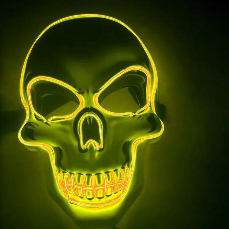 Unisex Halloween Light Up Mask Cosplay LED Scary Death Skull EL Wire Neon Fluorescent Festival Party Cosplay Costume Decoration