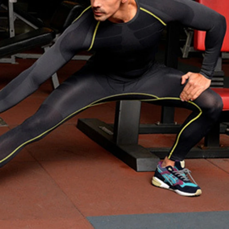 Men\'s Fitness Sports Pants Compression Gym Training Skin Base Layer Long Leggings Tights Pants LQ48
