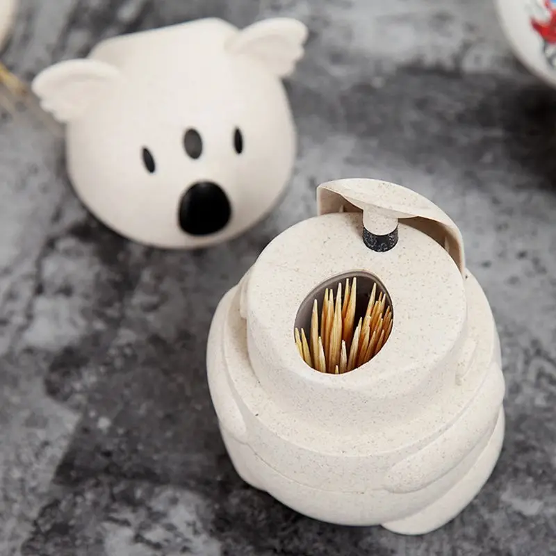 Toothpick Holder Container Wheat Straw Household Table Toothpick Storage(Koala) T8WE