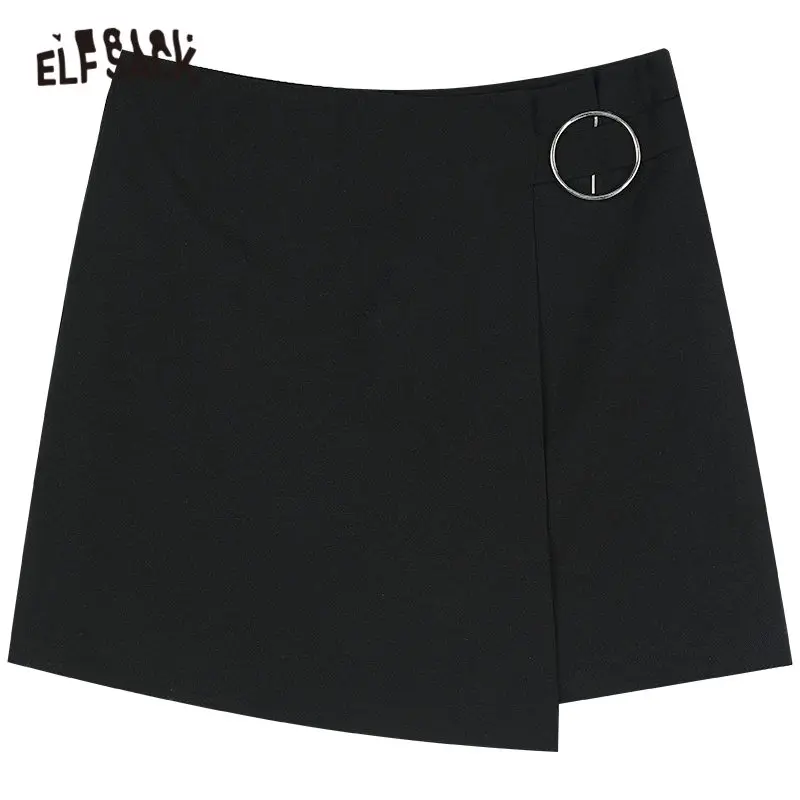 Женская Однотонная юбка ELFSACK черная трапециевидная мини с асимметричным подолом