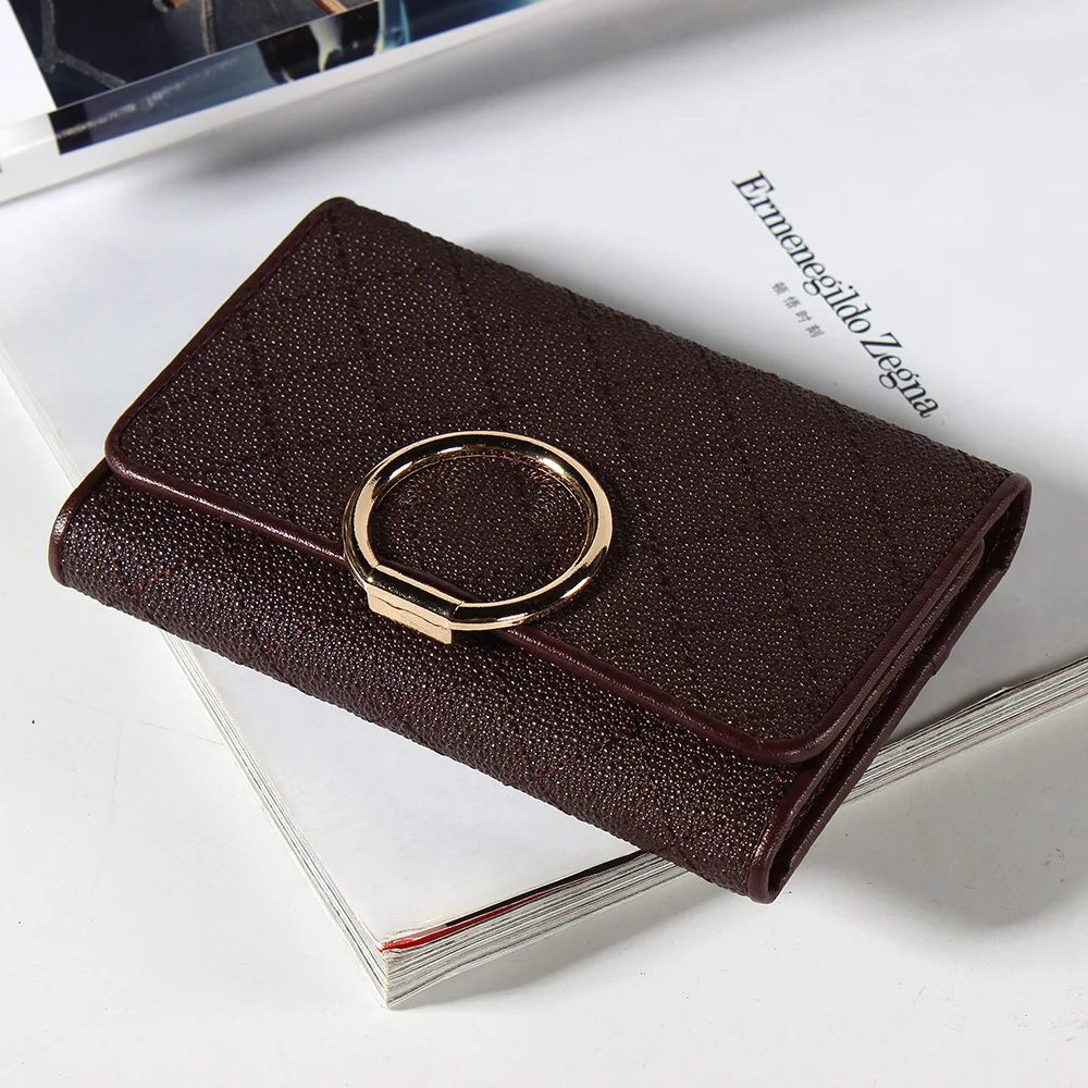 

2018 Spring And Summer New Style Circular Ring Women's Leather Handbag Three Fold Japanese Korean Fashion Card Bit More