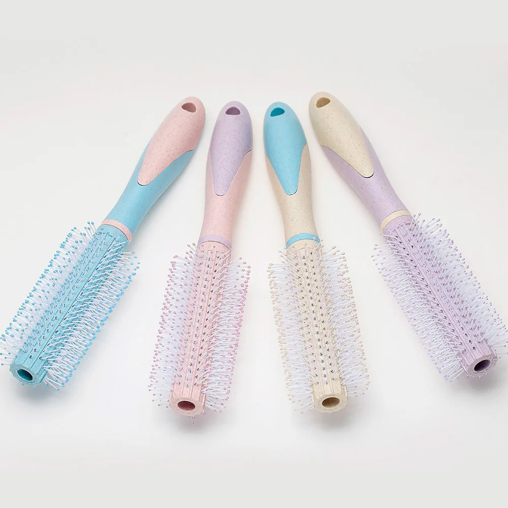 

Stitching Color Wheat Straw Curling Comb Simple Wind Cylinder Rolling Comb Plastic Hair Comb