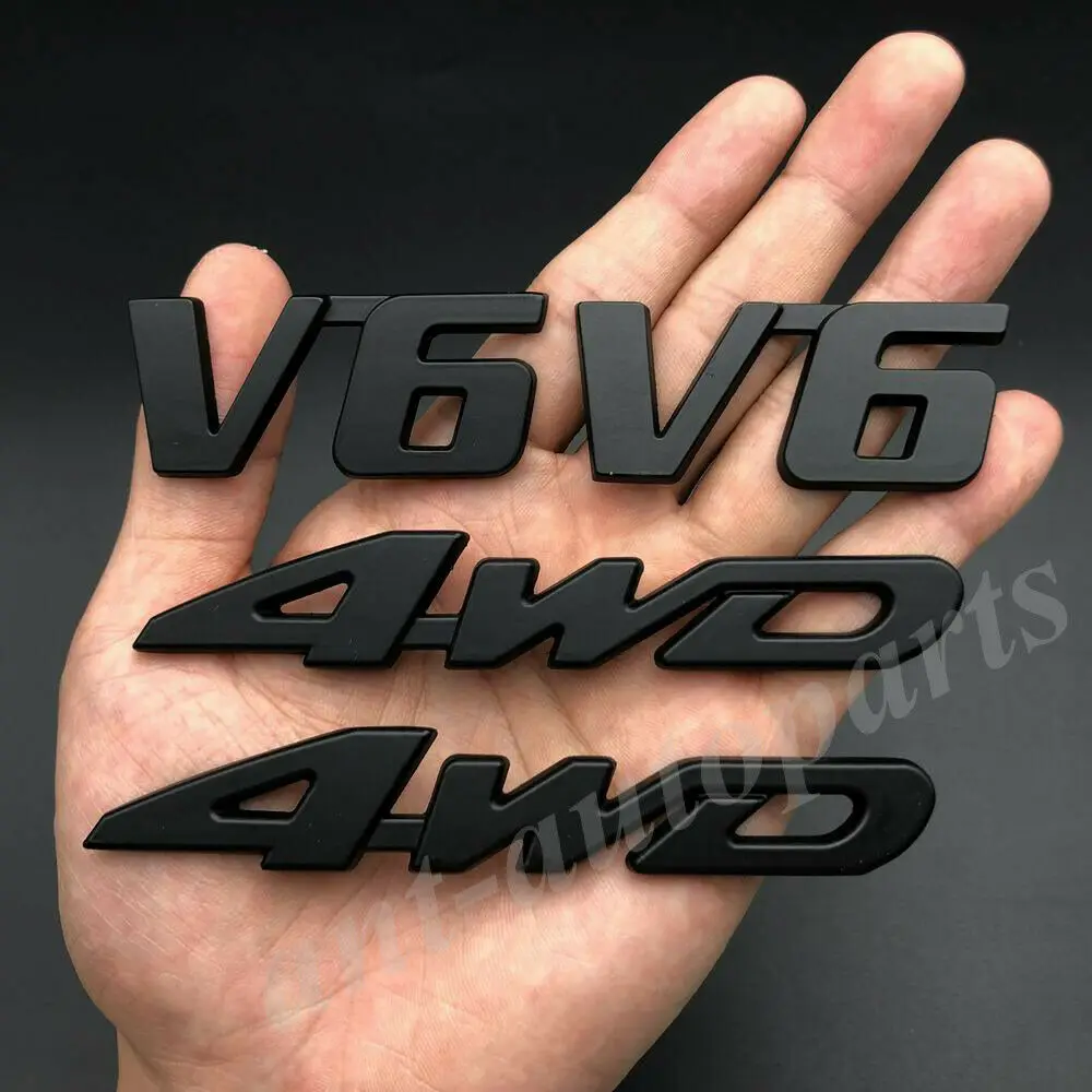 

4 шт. металлическая матовая черная 4WD V6 винтажная Эмблема багажника автомобиля значок наклейка