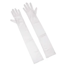 Женские атласные свадебные перчатки длинные молочно-белые Локоть Свадебные вечерние танцевальные перчатки длиной 70 см