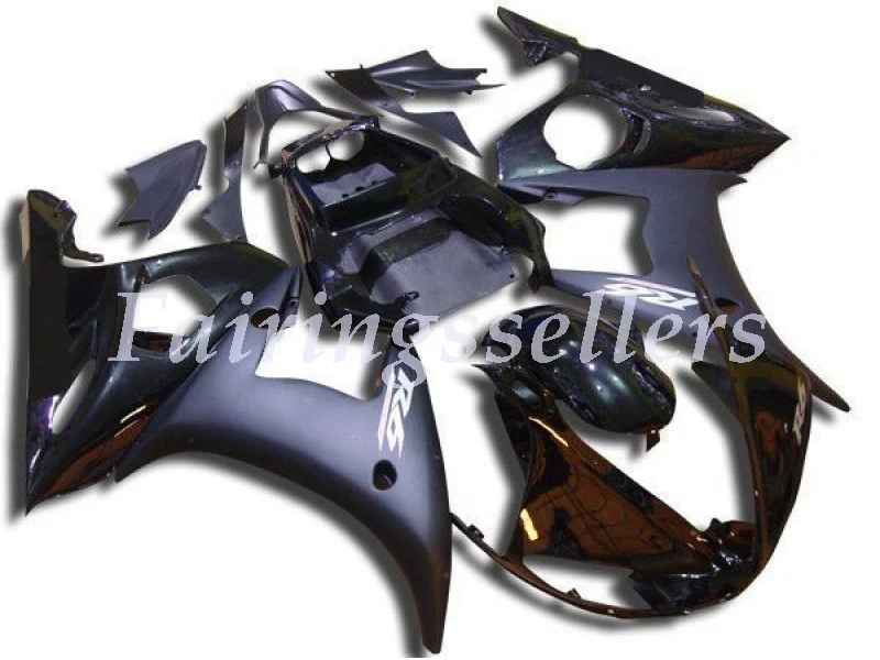 Matt Gloss Black Новые ABS Пластиковые обтекатели подходят для Yamaha Обтекатели YZFR6 2003 2004 2005 обтекатель кузова YZF R6 03 04 05 на заказ черный и оранжевый - Цвет: Matt Gloss Black