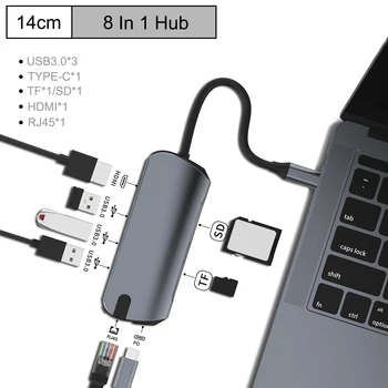 

8-in-1 USB C HUB Type C to 4K HDMI Hub USB 3.0 USB2.0 Adapter Micro USB Charging Port Adapter for MacBook Pro Samsung Huawei